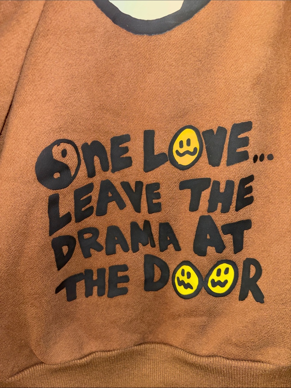 Pacsun Brown Graphic Sweatshirt with Smile & Yin Yang Large EUC - Picture 2 of 8